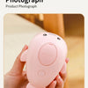 A hand holds a pink Petspa electric pet grooming brush with a steam comb in a natural indoor setting.