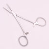 A pair of professional stainless steel pet forceps used for minor injuries.