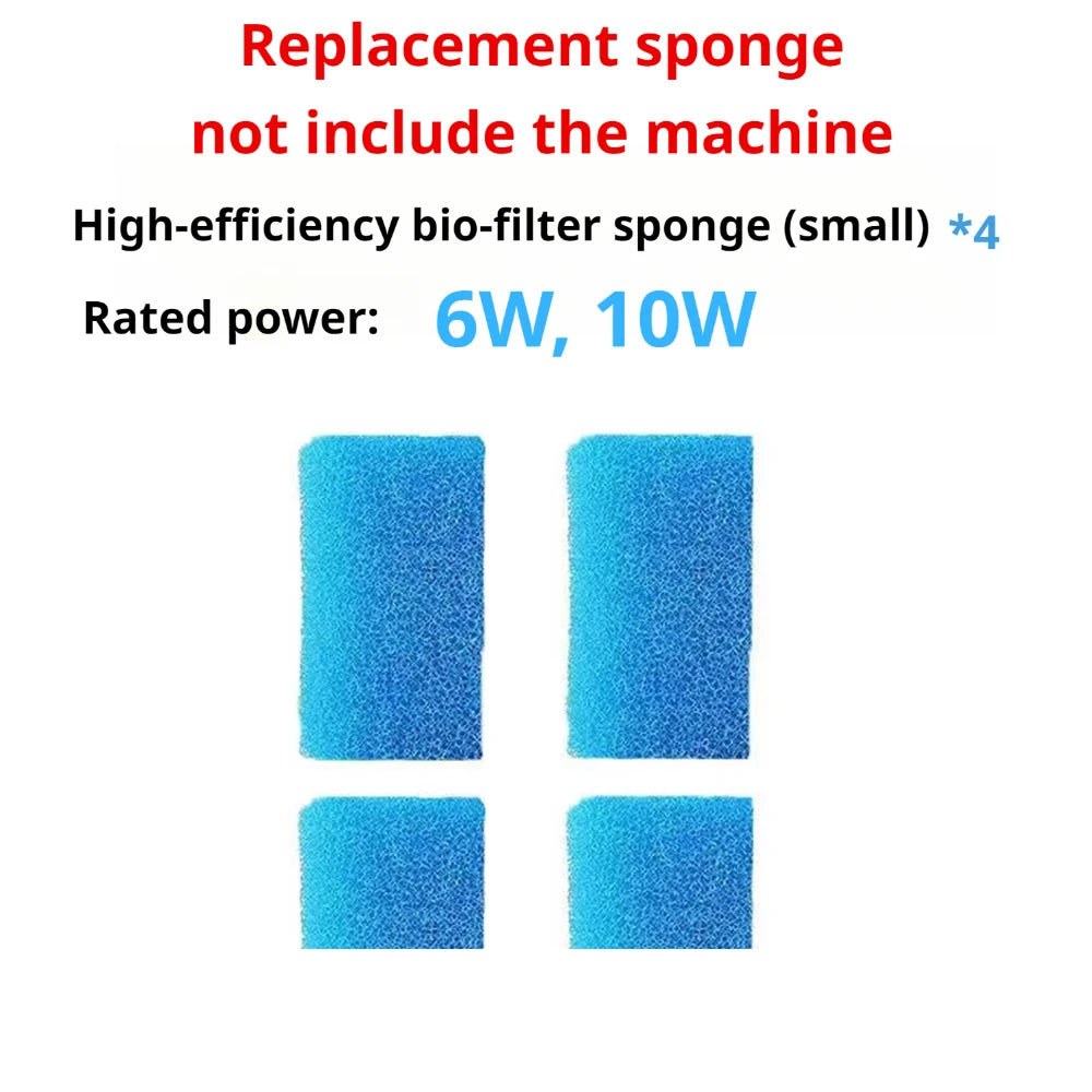 Quatre éponges bio-filtres bleues à haute efficacité pour remplacer dans une pompe à air d'aquarium.
