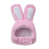Pink fuzzy bunny ear pet head cover for cats and small dogs