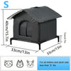 A black heated outdoor cat shelter designed with waterproof insulation for kittens and adult cats less than 9 lbs.