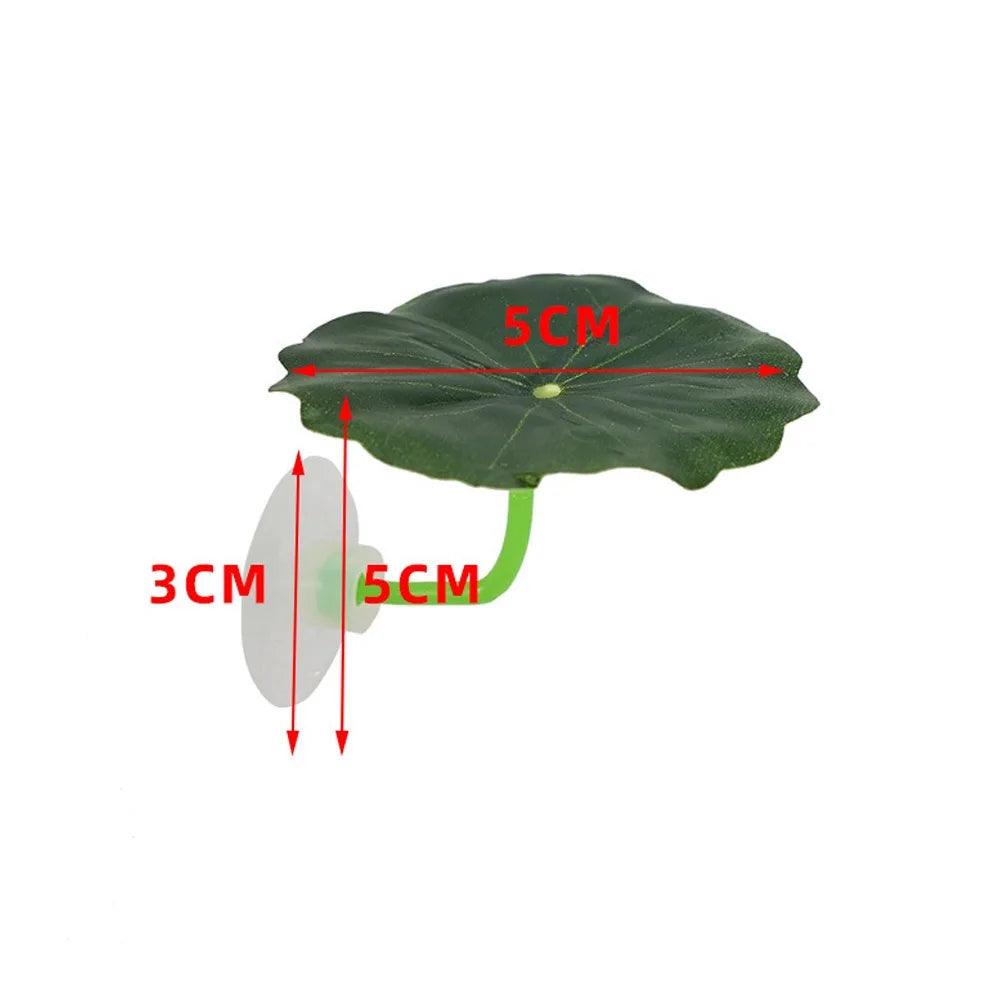 Feuilles de lotus simulées vertes avec mesures indiquant la taille et la structure des feuilles.