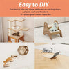A customizable cat scratching mat is shown in various uses including furniture, wall decor, and as a carpet repair kit.