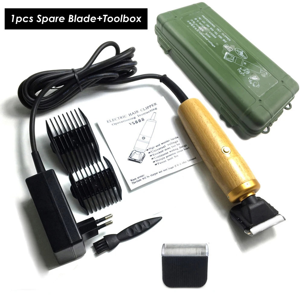 A set of 1 piece spare blade and toolbox for a professional corded pet clipper.