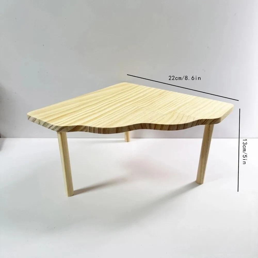 A light wood hamster play platform with a two-level design shown against a white background.