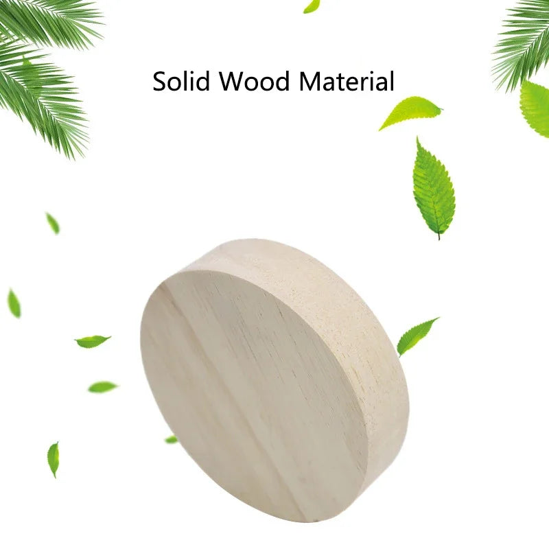 A round, light-colored solid wood feeding bowl for small pets.