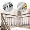 Stainless steel safety netting installed on a balcony railing and stairs.