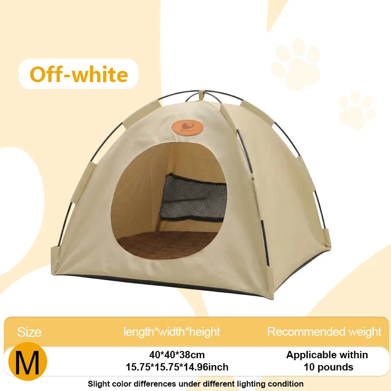 Tente-lit pour animaux respirante couleur blanc cassé, taille M, avec intérieur gris foncé visible de face.