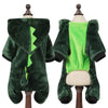 Mono peludo verde oscuro para mascota pequeña con diseño zigzag verde lima brillante.