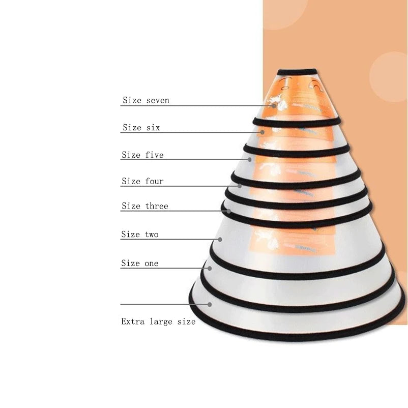 Un ensemble de manches transparentes empilées pour la protection des chiens et chats, de la taille un à extra-large.