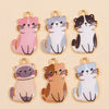 A collection of colorful cat and animal pendant charms in various shades of pink, gray, brown, and blue.