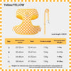 Yellow checkered no-pull dog harness with a leash shown for small dogs