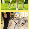A golden retriever is walking on a leash, demonstrating the real shot display feature of the dog leash.