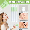 Three simple steps for using disposable ear cleaning tools, showing the process of soaking and pulling.