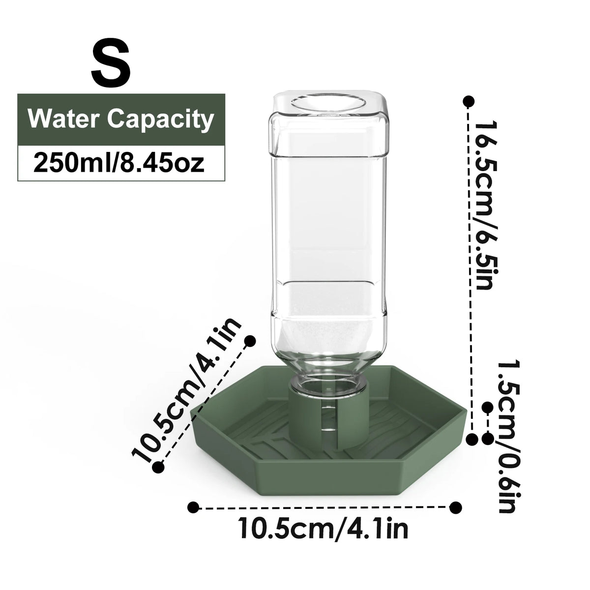 Clear glass water dish with a green base and stand for bearded dragons or tortoises