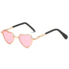Pink heart-shaped sunglasses with black frames for pets