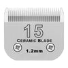 Lame en céramique argentée avec 15 dents et une largeur de 1,2 mm, conçue pour le toilettage d'animaux.