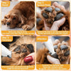 Step-by-step guide showing how to use a rechargeable USB pet paw trimmer for cats and dogs on a dog's paw.