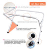 White pet grooming hammock featuring a double-sided folding hinge, triangular structure, and reinforced iron tubing for stabi