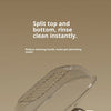 A clear plastic pet feeding dish with a removable top and bottom for easy cleaning.