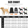 Size chart for a waterproof reflective dog winter coat showing measurements for sizes S through XXXL.