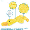 Yellow plush duck toy with crinkle and squeaker features for dogs