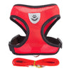 Red mesh pet harness and matching red leash set for dogs and cats
