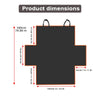 Dimensions of a black waterproof pet car seat cover for dog travel, showing its size in centimeters and inches.