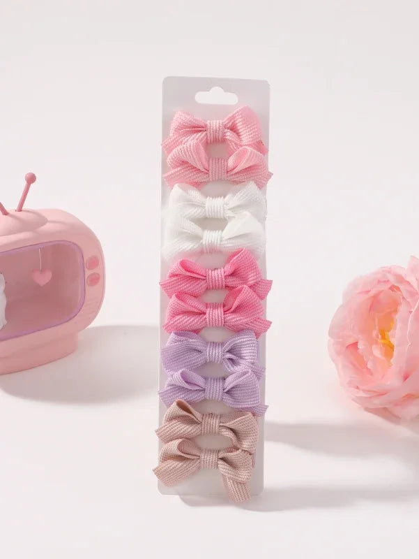 Pinces à cheveux en ruban roses, blancs, violets et beige pour filles.