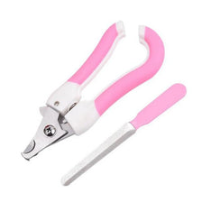 Pink and silver stainless steel pet nail clippers for dog and cat grooming