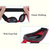 Red foldable pet sunglasses with elastic webbing and a foam pad for eye protection