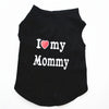 Black print vest for dogs and kittens featuring the text I love my Mommy