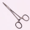 A pair of professional stainless steel pet forceps with long, slender tips.