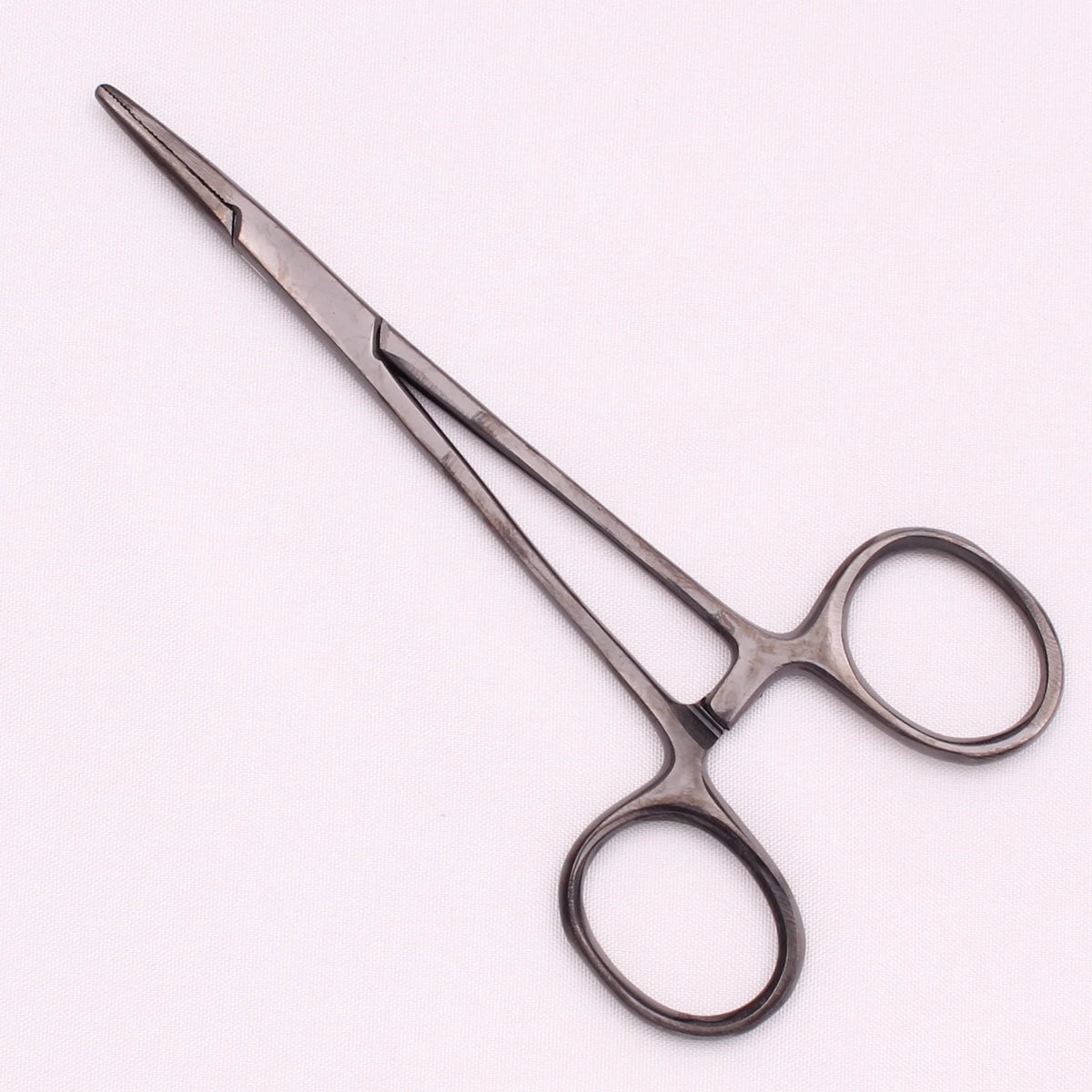 A pair of professional stainless steel pet forceps with long, slender tips.