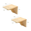 A wooden wall-mounted cat climbing shelf with a hammock design shown from a side angle.