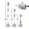A set of stainless steel poop scoopers shown in various lengths and angles for cleaning chicken coops, cat litter, or beach c