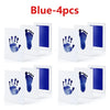 Blue handprint and footprint kits shown in four sets on a white background.