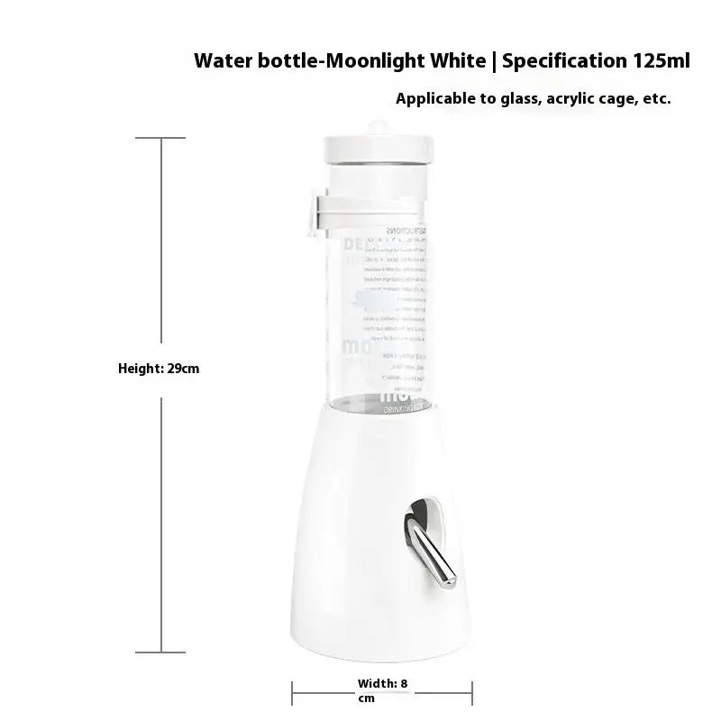 Bouteille d'eau lunaire blanche pour hamsters avec distributeur et mécanisme d'alimentation