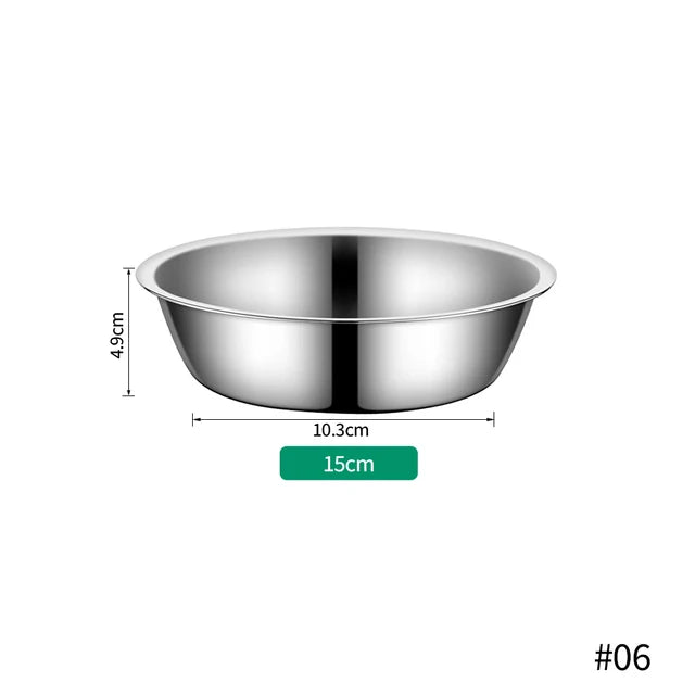 A stainless steel pet feeding bowl with dimensions 4.9cm high and 10.3cm wide.