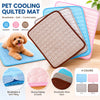 A set of pet cooling quilted mats in various colors, showing breathable soft filling and durable edges.