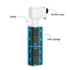 White submersible aquarium filter pump with suction cups and a filter sponge visible.