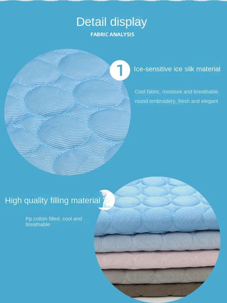 Vista detallada de un material de seda de hielo sensible y relleno de alta calidad para una estera de enfriamiento para masco