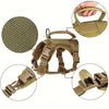 A beige mesh cat harness with adjustable straps and a matching circular pad is shown in various views.