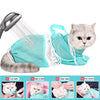 Reusable mesh bags for cat grooming and bathing showing various cleaning steps like nail trimming, bathing, and ear cleaning.