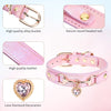 Pink leather dog collar with a round head nail and a diamond heart charm