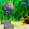 Before and after comparison of reusable mesh filter bags used for aquarium filtration media