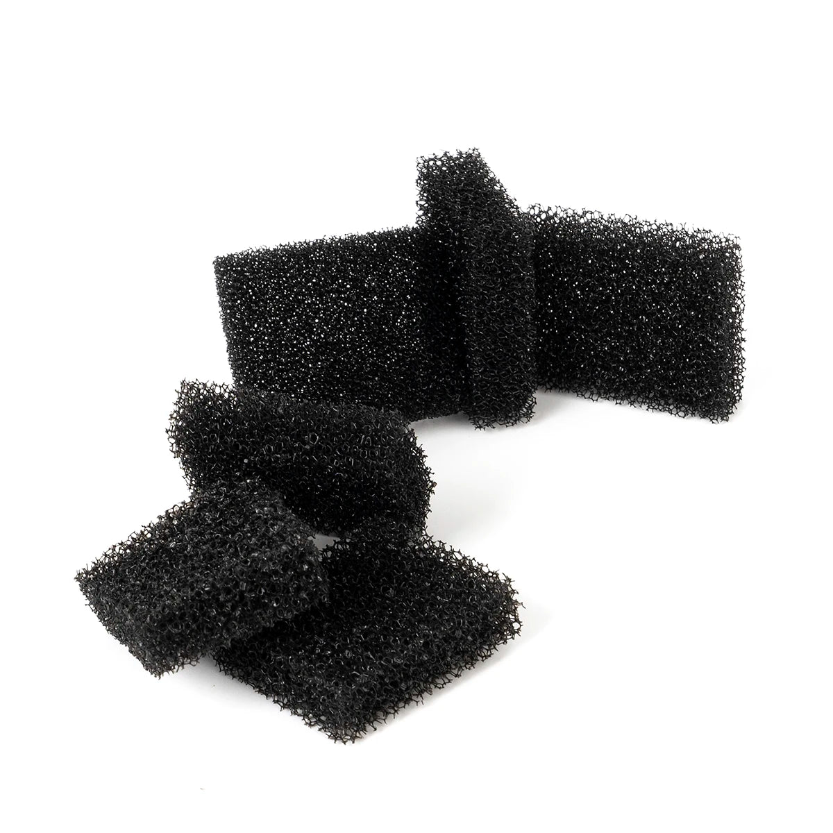 A black premium cat water filter set consisting of several porous filter blocks.