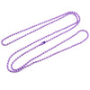A set of purple plated ball bead necklaces laid out on a white background.