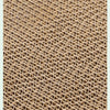 A close-up view of a natural brown corrugated bird perch stand made of wood.