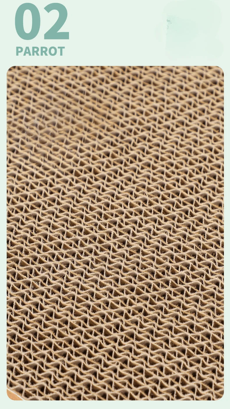 A close-up view of a natural brown corrugated bird perch stand made of wood.